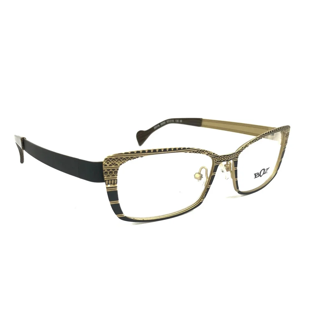 BOZ Eyeglasses Frames ZAYA 0050 Black Gold Cat Eye Full Rim 53-16-135
